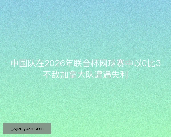 中国队在2026年联合杯网球赛中以0比3不敌加拿大队遭遇失利