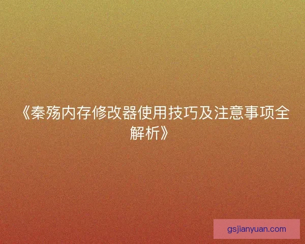 《秦殇内存修改器使用技巧及注意事项全解析》