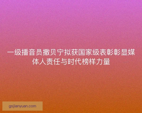 一级播音员撒贝宁拟获国家级表彰彰显媒体人责任与时代榜样力量