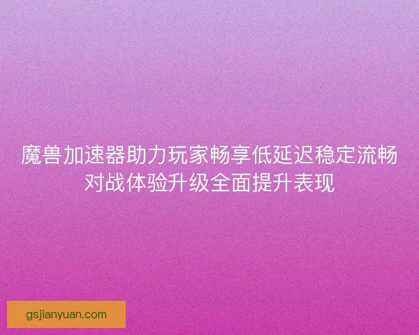 魔兽加速器助力玩家畅享低延迟稳定流畅对战体验升级全面提升表现