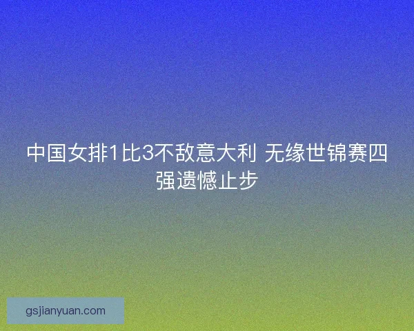 中国女排1比3不敌意大利 无缘世锦赛四强遗憾止步