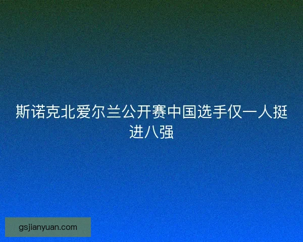 斯诺克北爱尔兰公开赛中国选手仅一人挺进八强